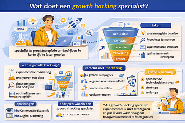 Alles over het beroep growth hacking specialist Wat doet een growth hacking specialist